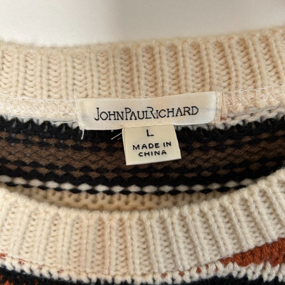 JOHN PAUL RICHARD Striped Slouchy Knit Crop Sleeve Sweater - Picture 6 of 8